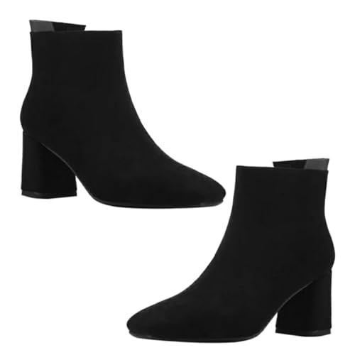 Holibanna Damen Stiefeletten mit Quadratischer Spitze Mittelhohem Klobigem Absatz Bequemen Innensohlen Modische Outdoor Boots für Frauen Stabiler Halt Passend zu Jeans und Kleidern für von Holibanna