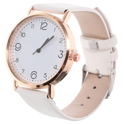 Holibanna Damenuhr Mit Lederarmband Stilvolle Armbanduhr Für Frauen Weiße Casual Uhr Einfache Quarzuhr Klassisches Design Modisch Und Leicht von Holibanna