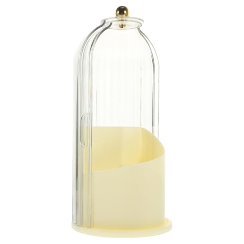 Holibanna Desktop Makeup Organizer mit Deckel Drehbarer Pinselhalter für Kosmetik und Eyeliner Staubdichter Aufbewahrungskoffer Weiß und Transparent für Ordentlichen Schreibtisch von Holibanna