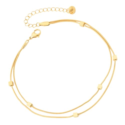 Holibanna Doppellagige Damen Fußkette aus Titanstahl Verstellbar Leicht Hautfreundlich Modisches Boho Schmuckstück als Geschenk für Frauen Passend zu Sommerkleidung und Strandoutfits von Holibanna