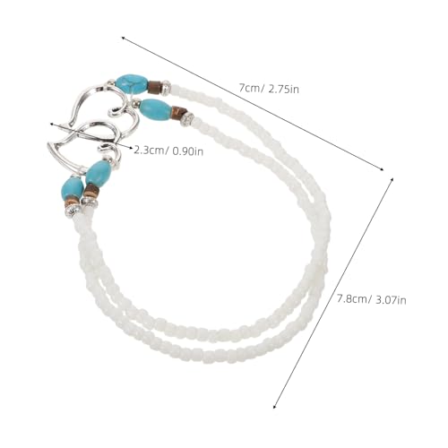 Holibanna Elastische Fußkettchen Für Damen Mehrlagige Fußkettchen Mit Herz-anhänger Boho-herzperlen-fußkettchen Aus Zinklegierung Und Kunststoffperlen Für Strand von Holibanna