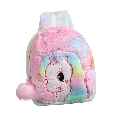 Holibanna Einhorn Rucksack Kuscheltier Rucksack Schultasche für Kinder Büchertasche Rucksäcke für Mädchen Einhorn-Rucksack Plüsch Schultasche Karikatur Geschenk Plüsch Rucksack Kleine von Holibanna