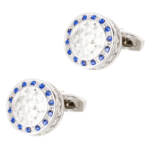 Holibanna Elegante Blaue Kristall Manschettenknöpfe Herren Rundes Design Feine Verarbeitung Hemdzubehör Business Anzug Accessoire für Festliche Anlässe und Bürooutfits von Holibanna