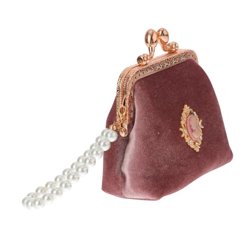 Holibanna Abendtasche Damen Elegante Geldbörsen für Geldbörse mit Schnalle Mini-Münzbeutel Brieftasche Damen schöne Münztasche Münzbeutel für Damen Perle kleine Geldbörse rot von Holibanna