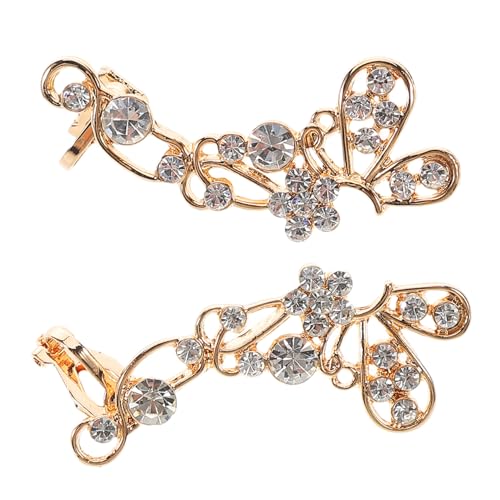 Holibanna Elegante Ohrclips Schmetterling Voller Strass Ohrmanschetten Leicht Metall Schmuck Damen Ohrstulpen Ohne Piercing Modisch Für Alltag Festliche Anlässe von Holibanna