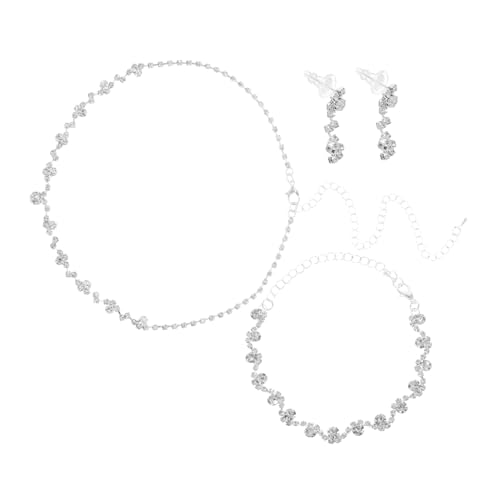 Holibanna Elegantes Schmuckset Damen Party Funkelnden Strasssteinen Leichtes Brautschmuck mit Halskette Ohrringen Armband für Abendkleider und Festliche Anlässe von Holibanna