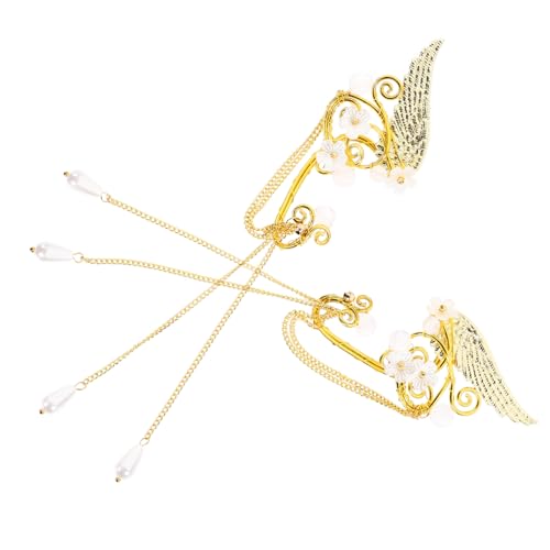 Holibanna Elf Ohrklammern mit Goldfarbenem Tassel Handgefertigte Piercing Ohrschmuck für Teenager Mädchen Verstellbare Ohrumschließer Langlebige Legierung für Geburtstage und Festivals von Holibanna
