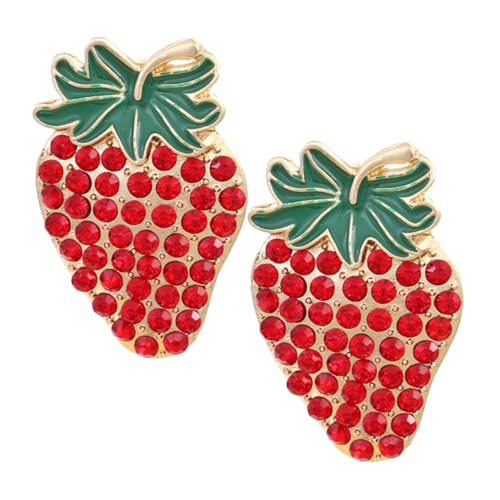 Holibanna Erdbeer Ohrstecker mit Funkelnden Strasssteinen Kleine Kurze Hängeohrringe im Landhausstil Lebensechte Schmuckaccessoires für Hochzeitsgäste und Vielseitige Anlässe von Holibanna