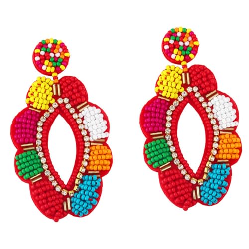 Holibanna Ethnische Bunte Perlenohrringe Damen Hängend Handgefertigt mit Quaste Leichte Statement pendelohrhänger für Strand Festival Geburtstag Modische Vintage accessoires von Holibanna