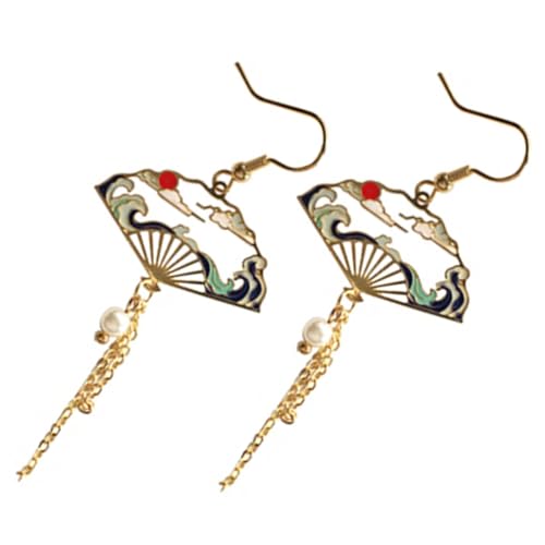 Holibanna Ethnische Damen Ohrringe Tropfen Ohrhänger aus Legiertem Material Langlebig und Hautfreundlich Geometrisch Fächerförmig mit Quasten Modisch für Party Date und Alltag Geeignet von Holibanna