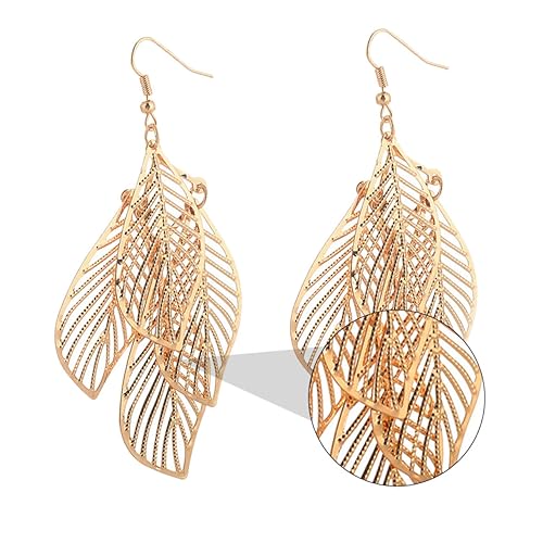 Holibanna Ethnische Lange Ohrringe Damen Retro Stil Mehrlagige Hohle Tropfen mit Tassel Leichte Hängende Ohrschmuck für Alltag und von Holibanna
