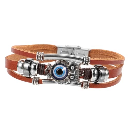 Holibanna Gewebtes Mehrschichtiges Armband Aus Rindsleder Mit Eulenanhänger Für Blick Trendiges Wickelarmband Für Männer Stilvoller Modeschmuck von Holibanna