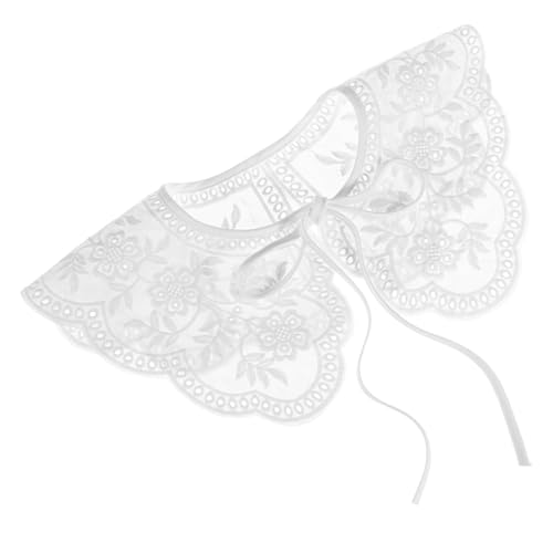 Holibanna Falscher Kragen Baumwolle Hemden Pullover Gefälschtes Hemd Blusen Frauen Dame Halbe Hemdbluse Bluse Mit Dickem Kragen Dame Gefälschte Bestickter Spitzenkragen Weiß von Holibanna