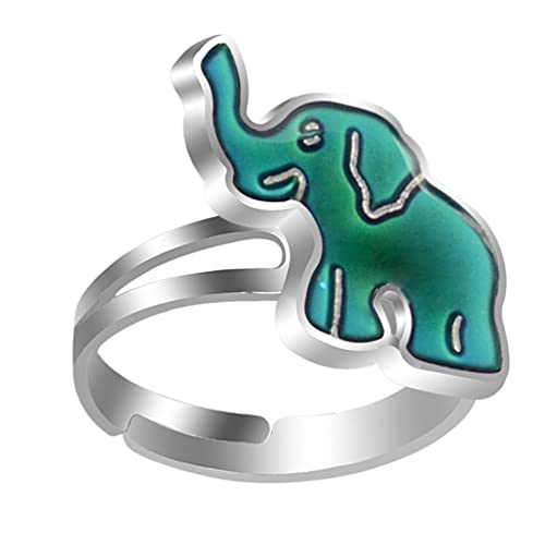 Holibanna Farbe Ändern Finger Ring Elefant Offenen Ring Stimmung Emotion Ring Kreative Ring für Kinder Erwachsene Mode Schmuck von Holibanna