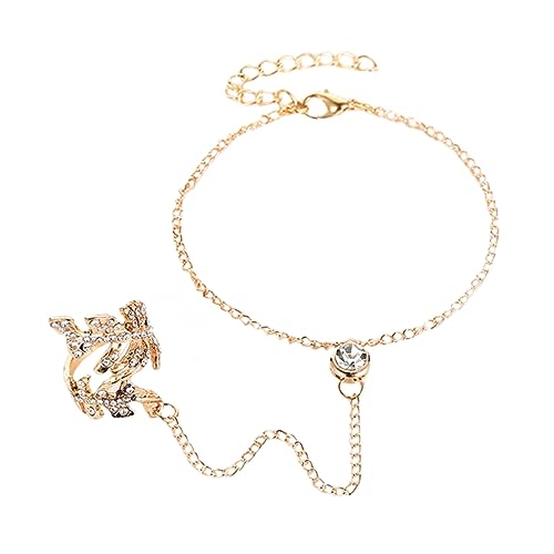 Holibanna Goldene Ringe Für Damen Schmuck Handgelenkkette Mit Ring Modearmband Ringarmband Damenhandschmuck Fingerkette Exquisites Party von Holibanna