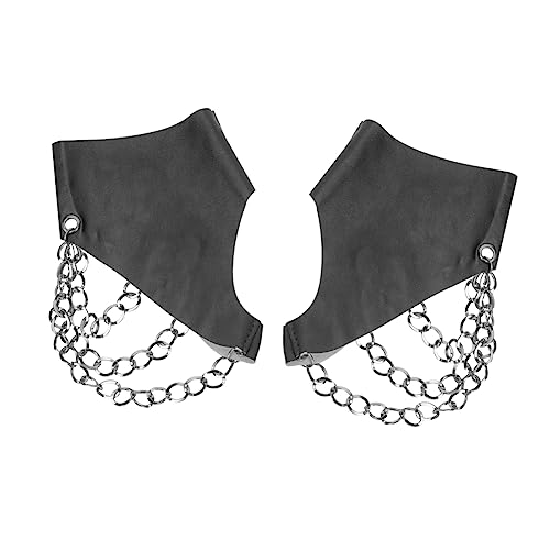 Holibanna Fingerlose Pu Leder Handschuhe Mit Punk-ketten Für Nachtclub Und Bühnenauftritte Unisex Halbfinger-design Leicht Und Atmungsaktiv Schwarz von Holibanna