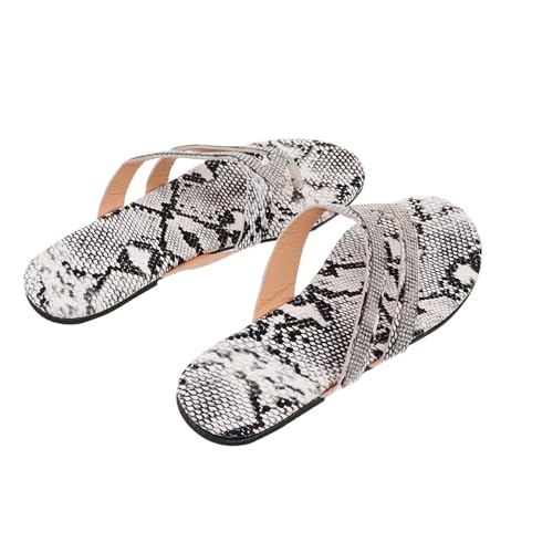 Holibanna Flache Damen Slippers mit Schlangen design Rutschfest Atmungsaktiv Modische Roman Flip flops für Alltag und Sommer Bequeme Slipper für Erwachsene Stylische Zehentrenner von Holibanna