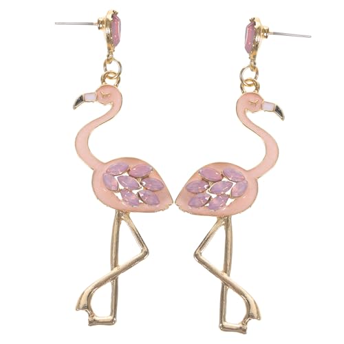 Holibanna Flamingo Ohrringe Damen Ohrstecker mit Funkelnden Strasssteinen Emaillierte Tierform Stilvoller Ohrschmuck für Alltag Party Hochzeit Modische Ohrstecker für Frauen von Holibanna