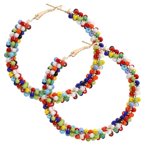 Holibanna Frau Modische Perlen Ohrringe Böhmische Ohrbügel Übertrieben Baumelt Ohrring Harz Runder Kreis Ohrringe Bunt Hoop Anhänger Ohrring von Holibanna