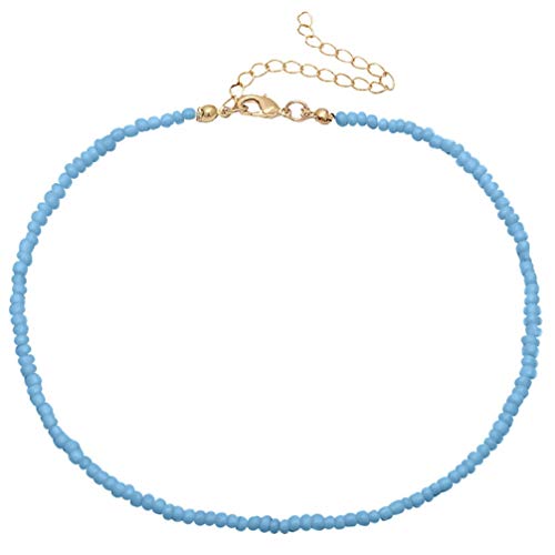 Holibanna Frauen Choker Halskette Samen Joker Perlen Einlagigen Hals Kette Schmuck (Blau) von Holibanna