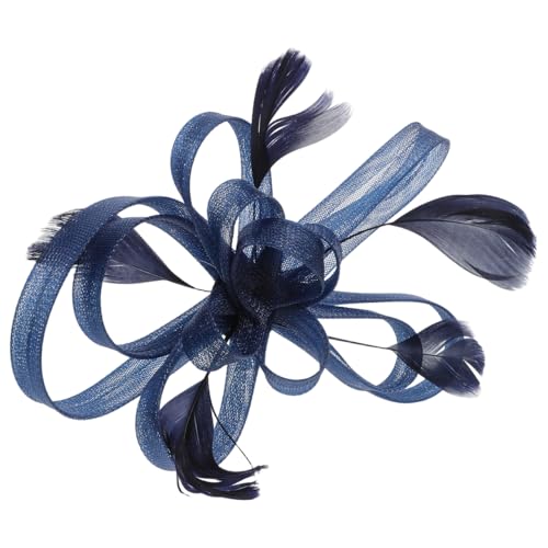 Holibanna Frauen Fascinators Hochzeit Blume Haarspangen Pillbox Hut Feder Flapper Braut Kopfschmuck Kopfbedeckungen Haarschmuck (Marineblau) von Holibanna
