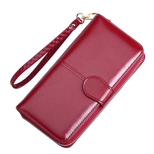 Holibanna Lange Geldbörse Aus Pu-Leder Mit Reißverschluss Handytasche Mit Druckknopfverschluss Tragbares Format Für Damen von Holibanna