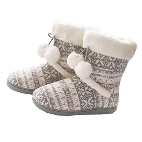 Holibanna Frauen Plüsch Winter Stiefel Nicht- Schlupf Knöchel Stiefel Hausschuhe Fuzzy Warme Schuhe für Dame Haushalt Schuhe Zubehör (Farbe Sortiert Größe 6) von Holibanna