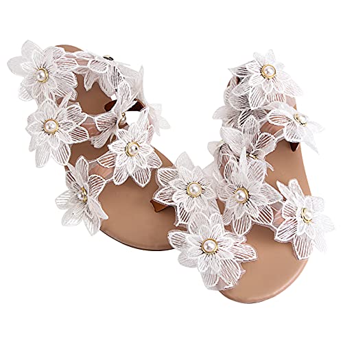 Holibanna 1 Paar Flache Sandalen mit flacher Zehenpartie Sonnenblumensandalen für Damen Flache Damen-Sandalen Hausschuhe für Damen weibliche Sandalen Modesandalen Krawatte Sommerschuhe Frau von Holibanna