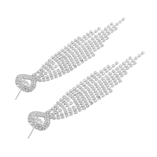 Holibanna Strass-ohrringe Silberne Ohrhänger Für Damen Baumelnde Strass-quastenohrringe Lange Stilvolle Ohrringe Trendige Ohrringe Für Partys Und Besondere Anlässe von Holibanna