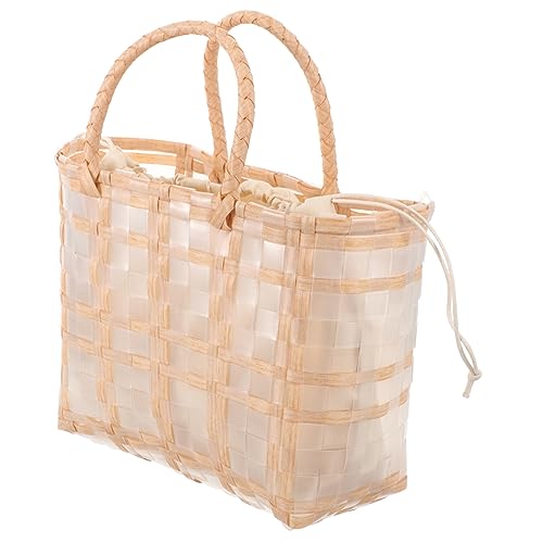 Holibanna Geflochtene Strandtasche für Damen Transparente Kunststoff Tote mit Innenbeutel Praktische Einkaufstasche für Sommerausflüge Vielseitige Handtasche für Reisen und Freizeit von Holibanna
