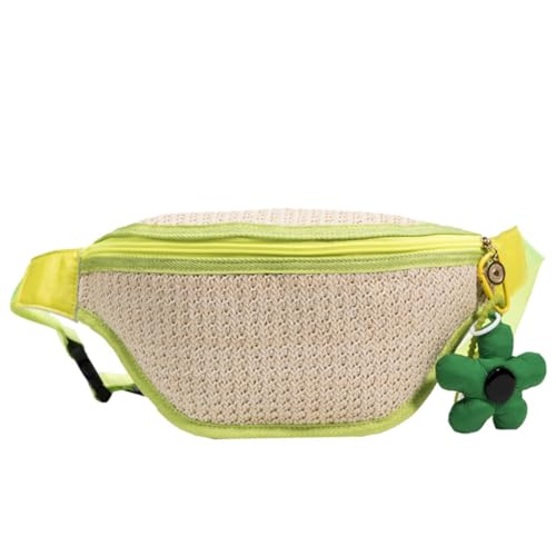 Holibanna Gewebte Stroh Gürteltasche Damen Schultertasche Umhängetasche Mit Blumenanhänger Leicht Zu Öffnen Reißverschluss Aus Hochwertigem Material von Holibanna