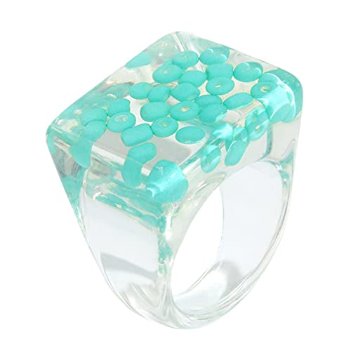 Holibanna Geformter Ring Aus Kunststoff Schmuck Für Damen Breiter Fingerring Mit Eingelegten Perlen Stilvoller Fingerschmuck Für Alltagskleidung von Holibanna