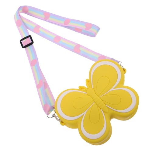 Holibanna Geldbörse Schmetterlingsform aus Silikon Niedliche Mini Umhängetasche für Mädchen Tragbare Münztasche Modisches Accessoire in Gelb für Kleine und Kleinkinder von Holibanna