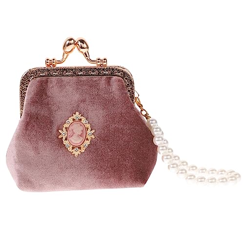 Holibanna Mädchenhandtasche Trendige Geldbörse Damen Geldbörse Umhängetasche Damen Brieftasche schöne Münztasche Geldbörse im Vintage-Stil Perle Goldene Tasche Rosa von Holibanna