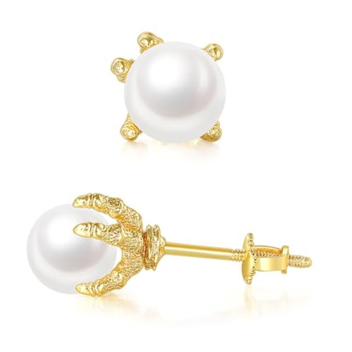 Holibanna Goldfarbene Dragon Claw Ohrstecker Herren Punk Piercing Studs mit Perlen Modische Krallen Ohrringe für Party Alltag und Geschenkideen von Holibanna