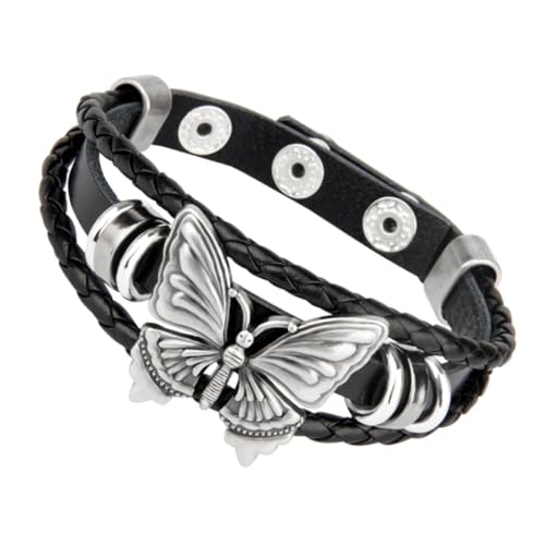 Holibanna Gothic Punk Armband Lederarmband Schmuck Damen Herren Manschette Armreif Schmetterlinge Fashion Accessoires von Holibanna
