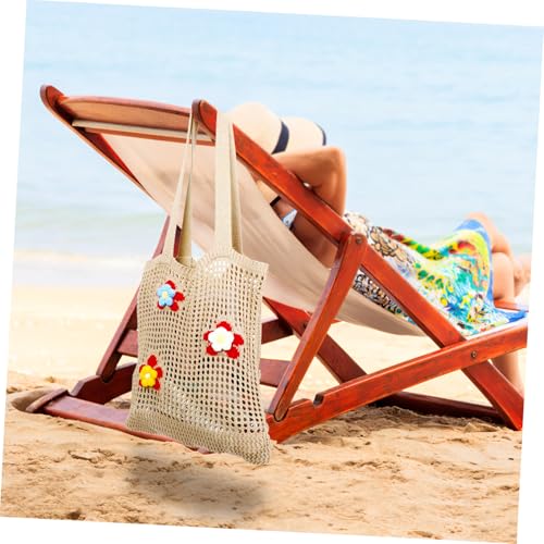 Holibanna Große Gehäkelte Strandtasche aus Robustem Atmungsaktive Netz Umhängetasche mit Hoher Kapazität Vielseitige Sommer Tasche für Strand Einkauf Reisen und Freizeit von Holibanna
