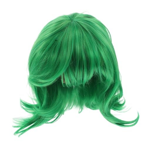 Holibanna Grüne Echthaarperücke Mit Modischem Kurzhaar Farbiger Cosplay-perücke Perückenhaar Kurzen Perücken Kunsthaar Grünen Perücken Bezaubernden Lustigen von Holibanna