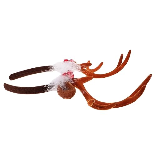 Holibanna Tiara Geweih-stirnbänder Rentier-geweih-stirnband Feiertagsstirnbänder Weihnachtskopfbedeckung Hirsch Stirnband Ausgabekarte Feder Fräulein Stoff Haarbänder von Holibanna