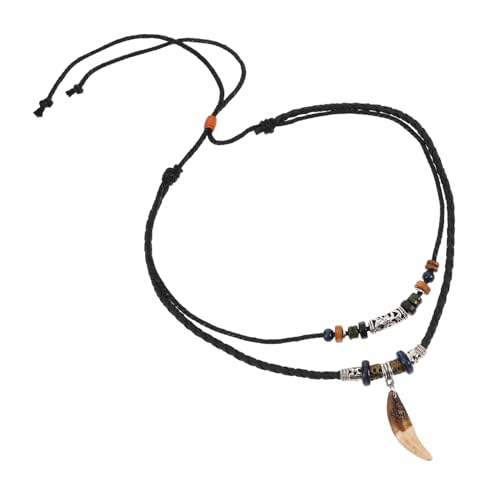 Holibanna Verstellbare Choker Halskette Mit Haifischzahn-anhänger Für Männer Ethnische Geflochtene Lederkette Einzigartiger Strand-schmuck Für Surfer Und Abenteurer von Holibanna