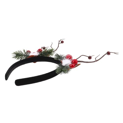 Holibanna Weihnachts-stirnband Geweih-haarband Party-festivals Kopfbedeckung Haar-accessoire Mit Tannenzweigen Und Pompons Für Frauen von Holibanna