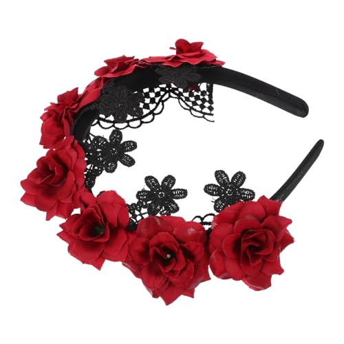 Holibanna Halloween Haarreif Mit Schwarzen Spitzen Und Roten Rosen Stilvolles Haarschmuck-accessoire Für Kostümpartys Cosplay Und Halloween-feiern Geeignet Für Haartypen von Holibanna