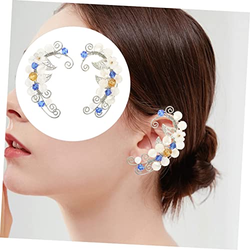 Holibanna Handgefertigte Ear Wrap für Frauen Clip Ohrclips Piercing Elfen Ohrringe im Farbverlauf Rot für Hochzeit Party Cosplay und Festliche Anlässe von Holibanna