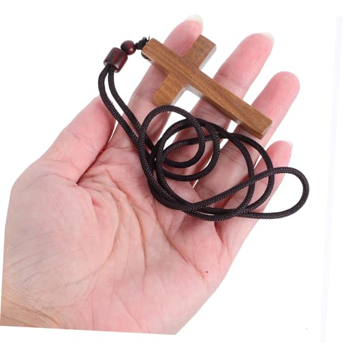 Holibanna Handgefertigter Hölzerner Kreuzanhänger mit Kordel Spiritueller Autoschmuck Langlebiges Retro Design Passend für Rückspiegel Religiöses Gebets Accessoire für Männer und Frauen von Holibanna