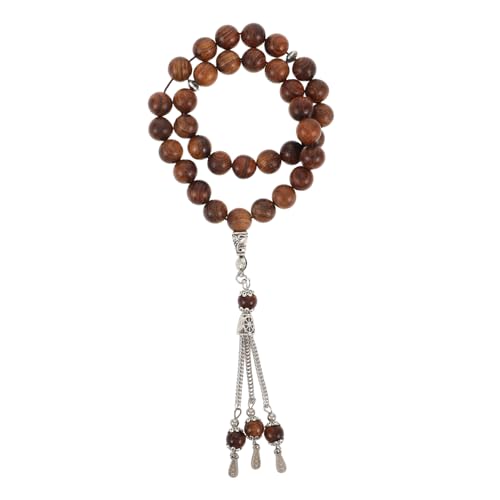 Holibanna Handgefertigtes Holzarmband Große Perlen Natürliche Farbe Middle Eastern Design Unisex Meditation Gebetsperlen Robust Stilvoll für Männer und Frauen von Holibanna