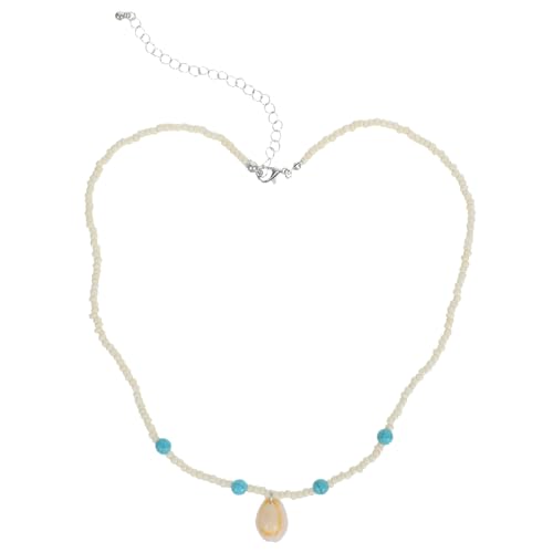 Hawaiianische Damen Bohemian Natural Shell Anhänger Halskette Türkis Perlen Kette Conch Choker Halskette für Frauen Party Geburtstagsgeschenk Stranddekoration Weiß von Holibanna