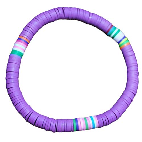 Holibanna Heishi Surfer Armb?nder Polymer Clay Regenbogen Armband Elastischen Seil Armband Perlen Freundschaft Handgelenk Kette Schmuck für Strang Lila von Holibanna