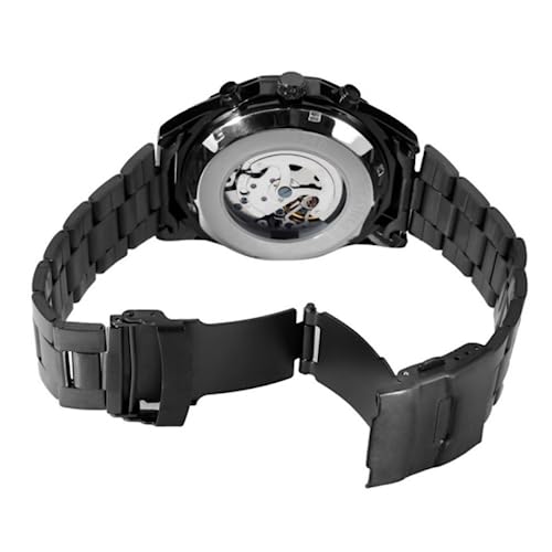 Holibanna Herren Automatik-uhr Mit Edelstahlband Schwarze Mechanische Armbanduhr Für Business Und Freizeit Präzise Zeitmessung Stilvolles Design von Holibanna