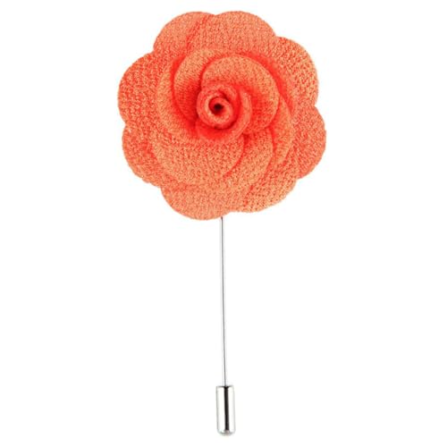 Holibanna Herren Blumenbrosche Ansteckblume Orange Handgefertigte Kamelie Krawattenbrosche Männer Reversnadel Krawattennadel Brosche Ca 4cm Durchmesser 8cm Länge für Anzug T-Shirt Dekoration von Holibanna