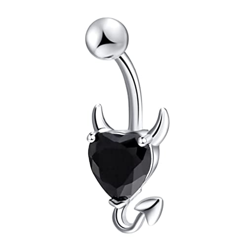 Holibanna Herz Bauch Bolzen Teufel Bauchnabel Ring Kreative Edelstahl Körper Piercing Schmuck Geschenk für Frauen Mädchen (Schwarz) von Holibanna